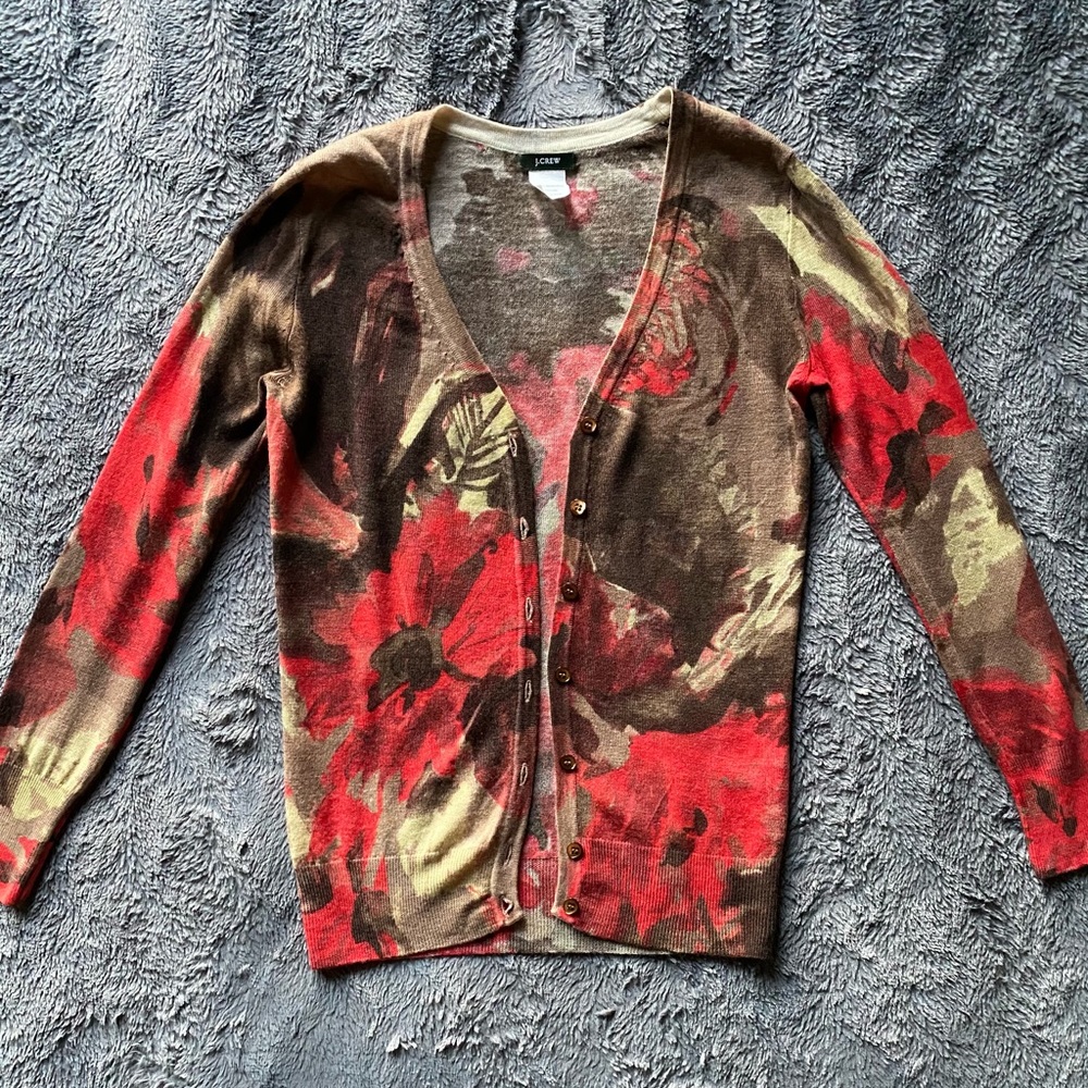J. Crew floral print cardigan! Never worn!
